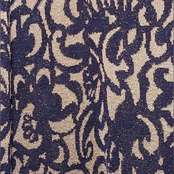 St. John  Navy Gold Metallic Thread Party Dress Size 12 - Picture 9 of 9